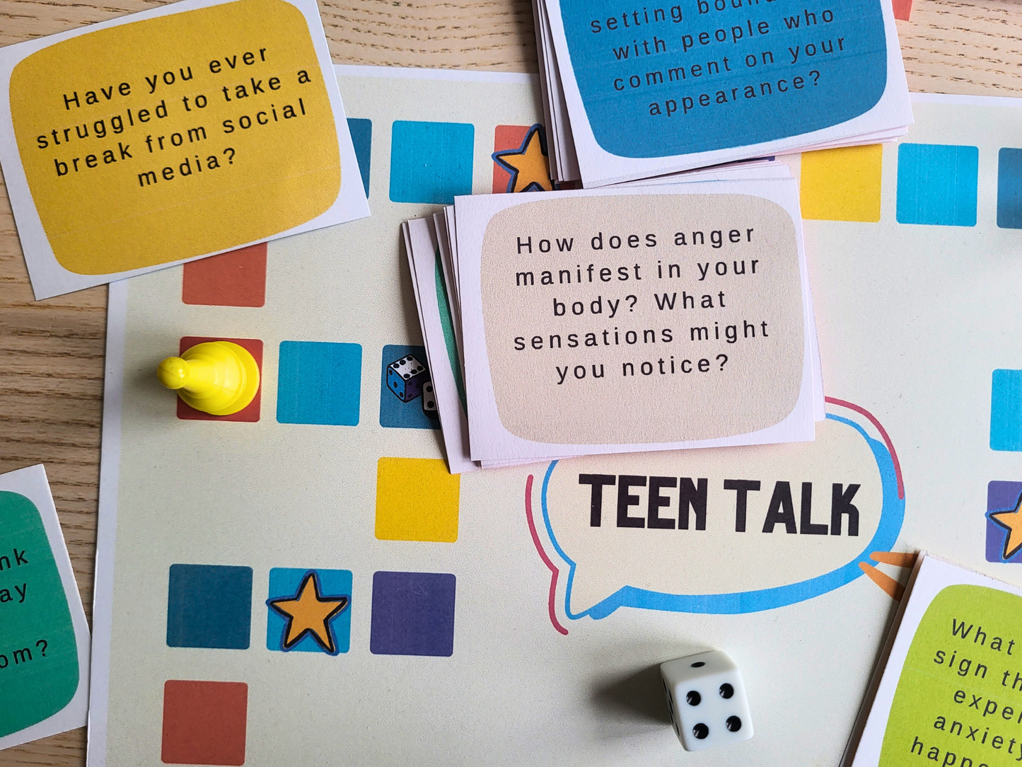 Teen Talk Conversation Game- 192 cards and game board. Instant Digital Download